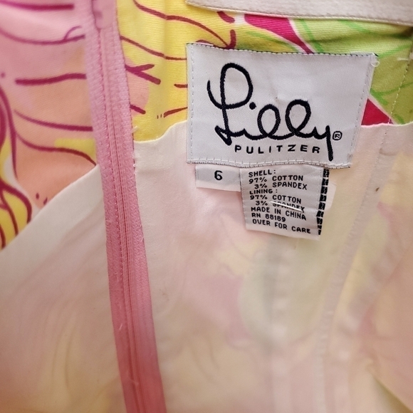 Lilly Pulitzer Pink Green Yellow Strapless Dress 6 - Picture 12 of 16